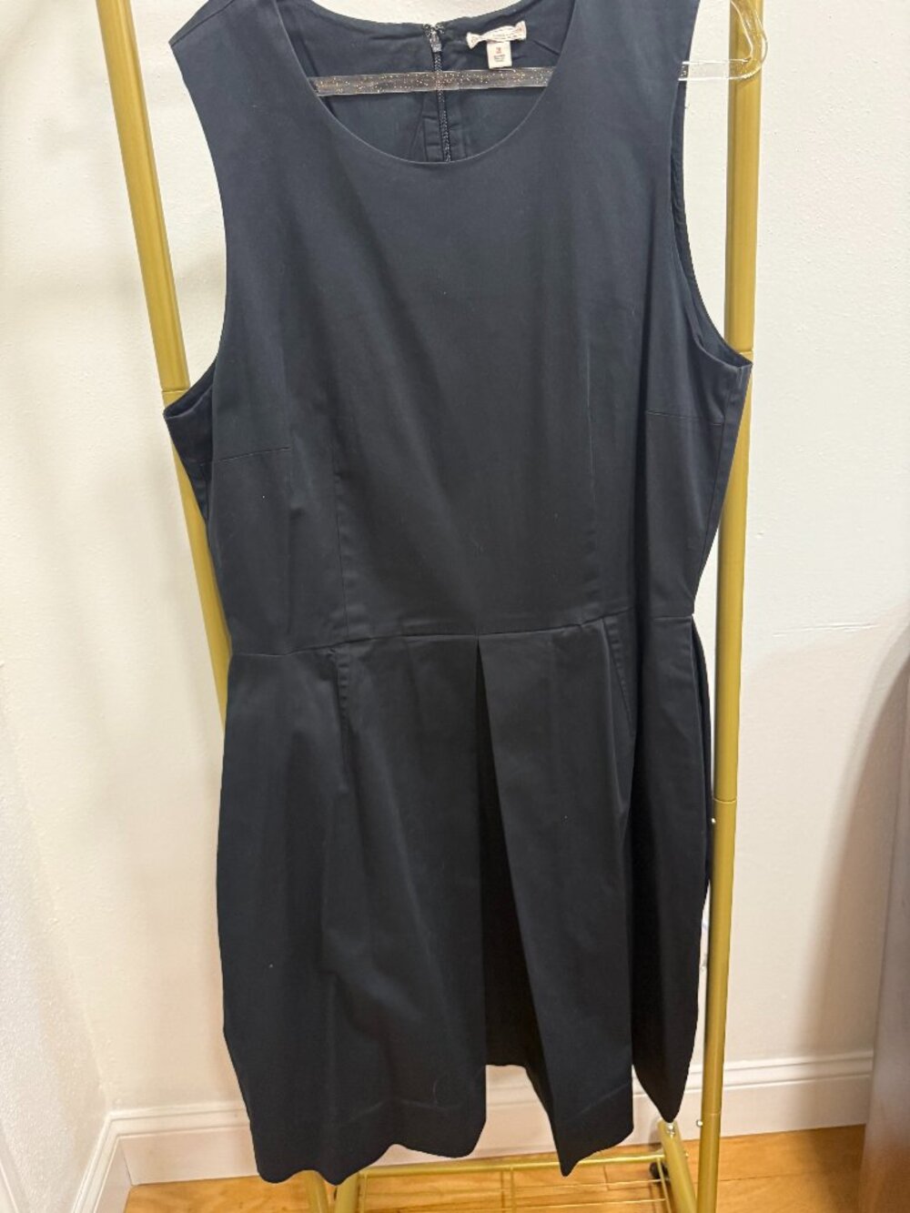 GAP Designed & Crafted Black Fit & Flare Dress 16 Tall Pleated Pockets